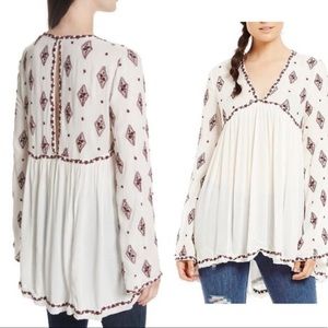 Free People Tunic Top Embroidered Diamond
